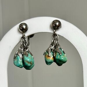 Vintage Turquoise Cluster Screwback Earrings